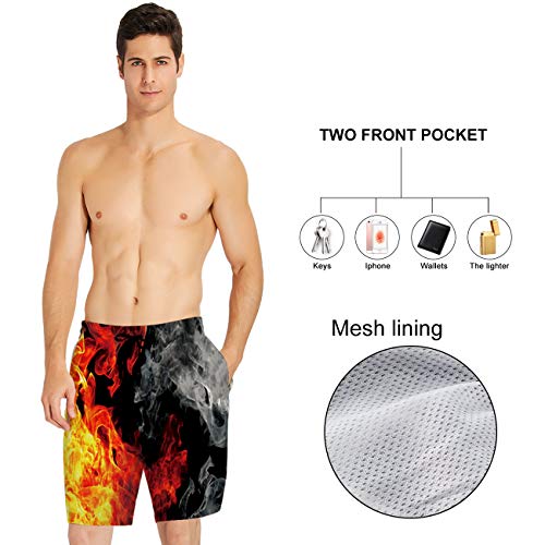 ALISISTER Bañadores Hombre Novedad 3D Galaxia Fuego Gráfico Pantalones Corto Verano Casual Deportes Secado Rápido Board Shorts XXL