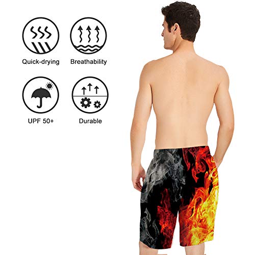 ALISISTER Bañadores Hombre Novedad 3D Galaxia Fuego Gráfico Pantalones Corto Verano Casual Deportes Secado Rápido Board Shorts XXL