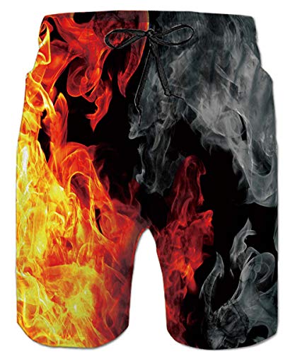 ALISISTER Bañadores Hombre Novedad 3D Galaxia Fuego Gráfico Pantalones Corto Verano Casual Deportes Secado Rápido Board Shorts XXL