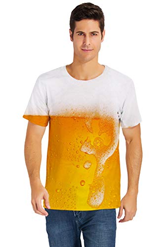 ALISISTER Camisetas Graciosas Hombre 3D Cool Cerveza Impreso Tshirts Verano Manga Corta Novedad Casual Gráfico T Shirts S