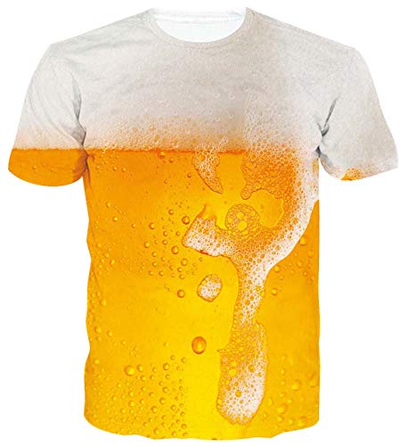 ALISISTER Camisetas Graciosas Hombre 3D Cool Cerveza Impreso Tshirts Verano Manga Corta Novedad Casual Gráfico T Shirts S