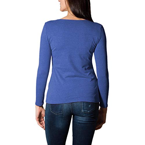 Alkato Camiseta de Manga Larga para Mujer, Azul Mezclado, S/ES38