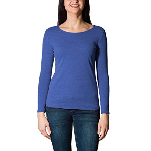 Alkato Camiseta de Manga Larga para Mujer, Azul Mezclado, S/ES38