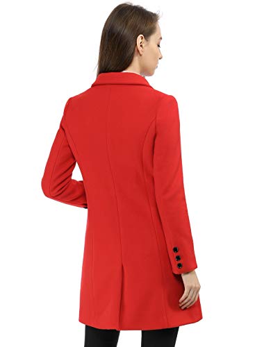 Allegra K Abrigo De Trinchera Gabardina Doble Hilera De Botones Solapa con Muescas para Mujer Rojo XL