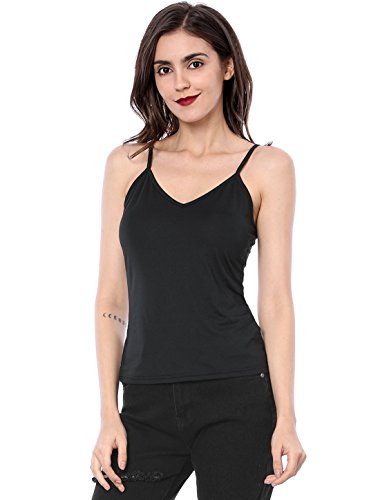 Allegra K Blusa Manga Larga Volantes De Malla Y Camisola con Correa De Espagueti para Mujer Negro XL
