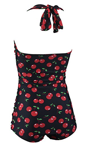 Aloha-Beachwear A3047 - Bañador para mujer con diseño de cerezas Color negro y cerezas. L