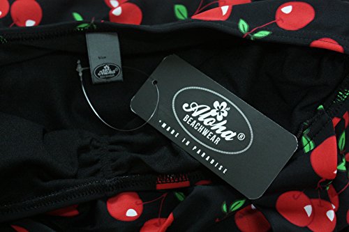 Aloha-Beachwear A3047 - Bañador para mujer con diseño de cerezas Color negro y cerezas. L