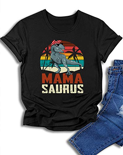 ALPHADAS Camisetas vintage para mujer – Mamasaurus T Rex Dinosaurio Mama Saurus Familia a juego Camisa de regalo de manga corta
