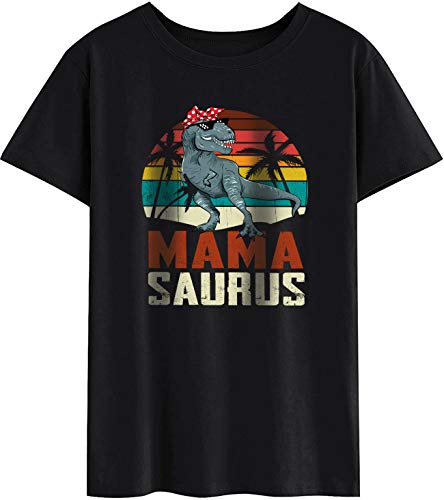 ALPHADAS Camisetas vintage para mujer – Mamasaurus T Rex Dinosaurio Mama Saurus Familia a juego Camisa de regalo de manga corta