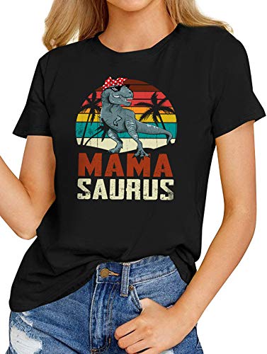 ALPHADAS Camisetas vintage para mujer – Mamasaurus T Rex Dinosaurio Mama Saurus Familia a juego Camisa de regalo de manga corta