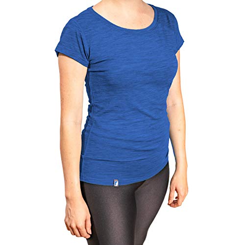 Alpin Loacker Bio Premium Merino - Camiseta de manga corta para mujer (talla L), color azul