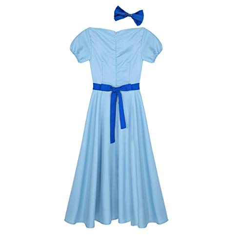 Alvivi 3 Piezas Vestido de Princesa Mujer Muchacha Disfraz Azul Fiesta Carnaval Cosplay de Anime Vestido Largo Elegante Mujer de Boda Ceremonia Verano con Diadema Light Blue Medium