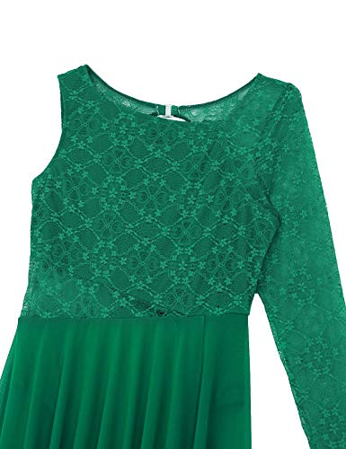 Alvivi Vestido Danza Ballet Mujer Maillot Gimnasia Tutú Vestido Danza Ritmica Leotardo Patinaje Básico con Un Manga Larga Contemporanea Moderna Mujer Dark_Green Large