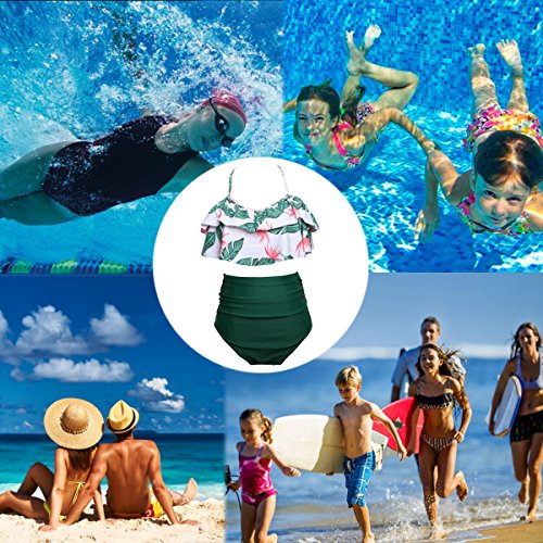 AMAGGIGO Traje de baño para Mujer de Talle Alto Vintage Push Up Bikini Set para Mujer Talla Grande 2 Piezas Traje de baño (FBA) (EU 46-48, Verde)