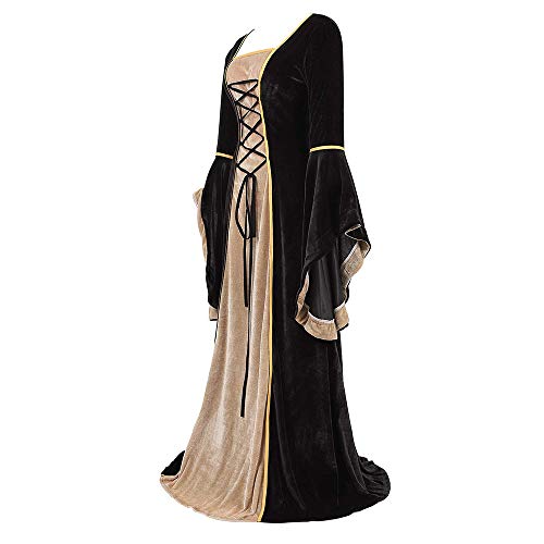 Amatop Vestido Retro para Mujer Vestido Medieval renacentista Disfraz irlandés con Cordones sobre Vestido Largo Vestido Retro Victoriano Vestidos Vintage Trajes Uniformes