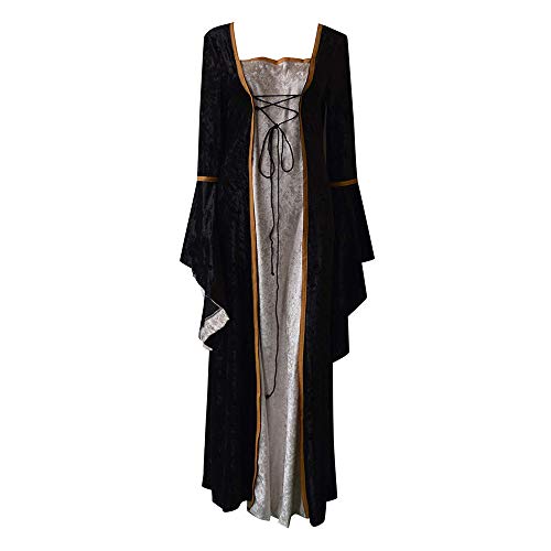 Amatop Vestido Retro para Mujer Vestido Medieval renacentista Disfraz irlandés con Cordones sobre Vestido Largo Vestido Retro Victoriano Vestidos Vintage Trajes Uniformes