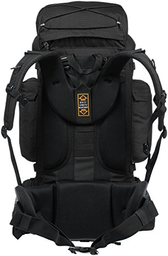 Amazon Basics - Mochila de senderismo con estructura interna y capa para lluvia, 75 L, Negro