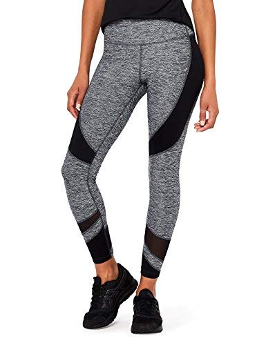 Amazon Brand - AURIQUE Leggings deportivos con paneles para mujer, Gris (Charcoal Marl), 42, Label:L