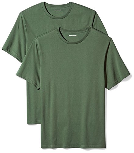 Amazon Essentials 2-Pack Regular-Fit Short-Sleeve Crewneck T-Shirts Camiseta, Verde (Dark Green), X-Small
