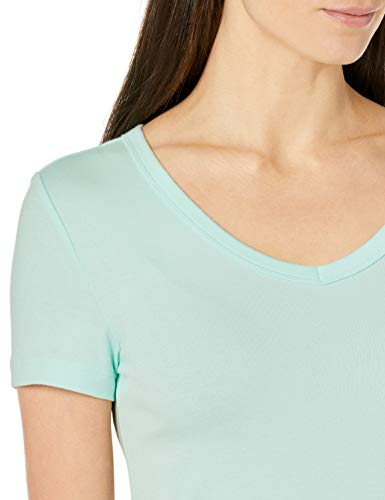 Amazon Essentials 2-Pack Slim-fit Short-Sleeve V-Neck T-Shirt Fashion-t-Shirts, Aqua Claro/Azul Francés, XS