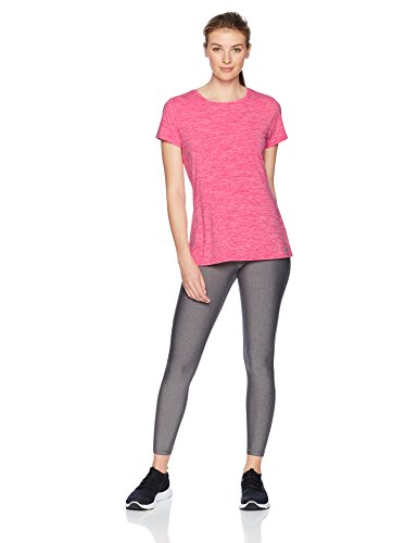 Amazon Essentials 2-Pack Tech Stretch Short-Sleeve Crew T-Shirt Athletic-Shirts, Charcoal Radiant Raspberry Heather, Small