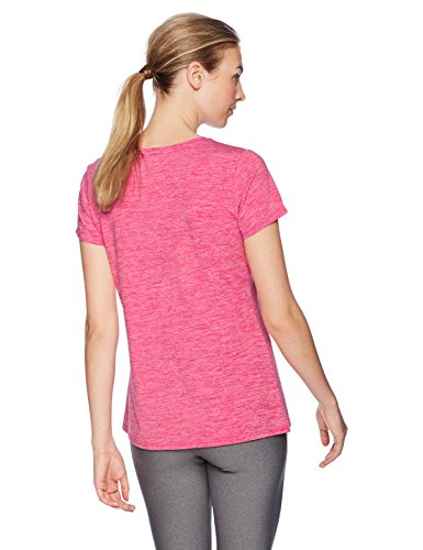 Amazon Essentials 2-Pack Tech Stretch Short-Sleeve Crew T-Shirt Athletic-Shirts, Charcoal Radiant Raspberry Heather, Small