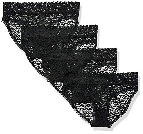 Amazon Essentials 4-Pack Lace Stretch Bikini Panty underwear, Negro, US (EU XS-S)