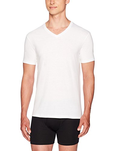 Amazon Essentials 6-Pack V-Neck Undershirts Camisa, Blanco (White), X-Large