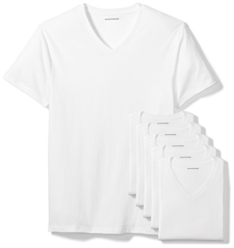 Amazon Essentials 6-Pack V-Neck Undershirts Camisa, Blanco (White), X-Large