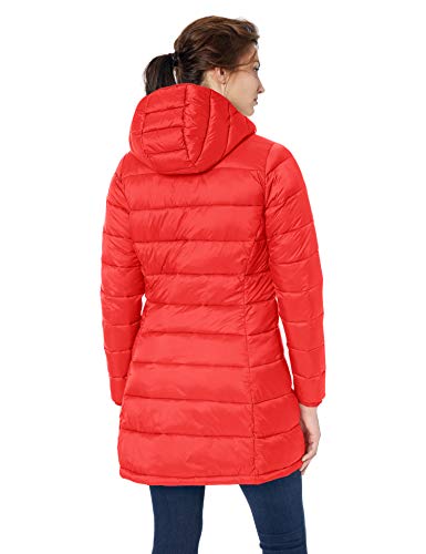 Amazon Essentials - Abrigo acolchado para mujer, plegable, ligero y resistente al agua, Rojo (red), US M (EU M - L)