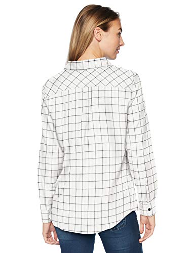Amazon Essentials - Camisa de franela a cuadros, ligera, de manga larga, corte clásico, Blanco (White Windowpane), US S (EU S - M)