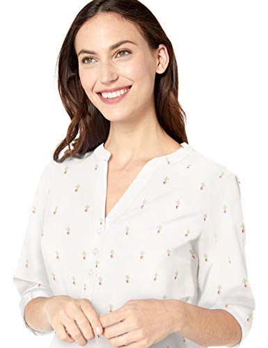 Amazon Essentials - Camisa de manga larga de algodón para mujer, Cactus, US S (EU S - M)
