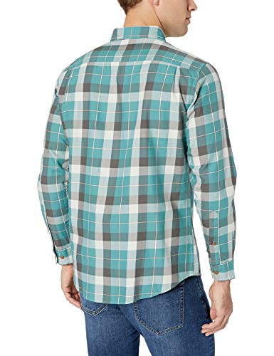 Amazon Essentials - Camisa de sarga con dos bolsillos y manga larga para hombre, Verde (Green Buffalo Bbf), US S (EU S)