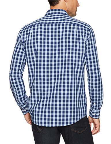 Amazon Essentials – Camisa informal de popelín de manga larga de corte recto estándar para hombre, Azul (blue), Small