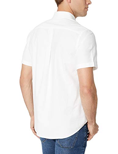 Amazon Essentials – Camisa Oxford de manga corta de corte recto para hombre, Blanco (White Whi), US S (EU S)