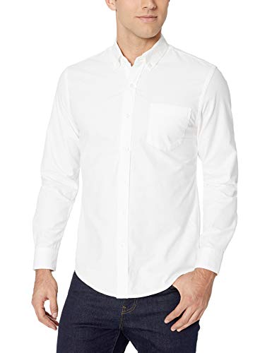 Amazon Essentials – Camisa Oxford de manga larga de corte entallado para hombre, Blanco (White Whi), US S (EU S)
