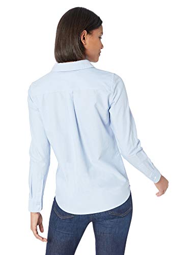 Amazon Essentials - Camisa Oxford de manga larga y corte clásico para mujer, Azul (Blue Blu), US S (EU S - M)
