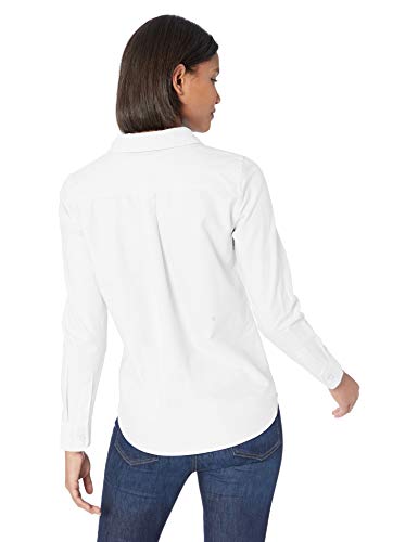Amazon Essentials - Camisa Oxford de manga larga y corte clásico para mujer, Blanco (White Whi), US L (EU L - XL)
