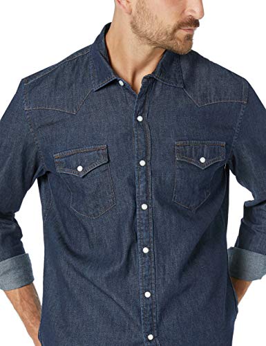 Amazon Essentials - Camisa tejana de manga larga y corte recto para hombre, Rinsed, US S (EU S)