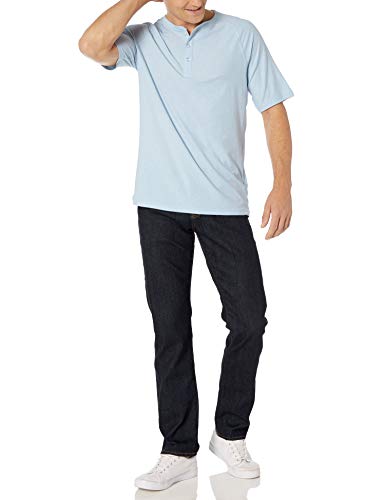 Amazon Essentials - Camiseta ajustada de manga corta estilo henley hecha de algodón flameado para hombre, Azul claro, US XS (EU XS)