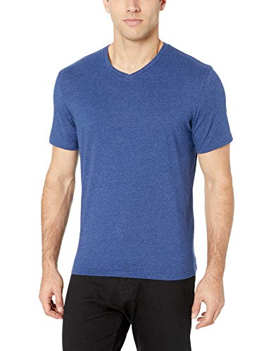 Amazon Essentials – Camiseta con cuello en V para hombre (2 unidades), Azul (Navy Heather Nav), US S (EU S)