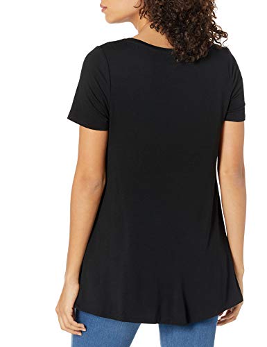 Amazon Essentials - Camiseta de manga corta holgada con cuello redondo para mujer, Negro, US L (EU L - XL)
