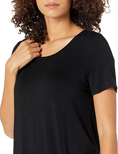 Amazon Essentials - Camiseta de manga corta holgada con cuello redondo para mujer, Negro, US L (EU L - XL)