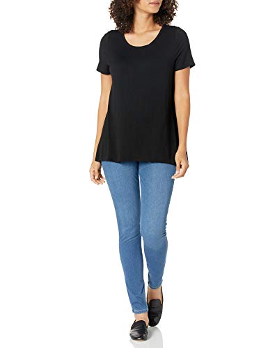 Amazon Essentials - Camiseta de manga corta holgada con cuello redondo para mujer, Negro, US L (EU L - XL)