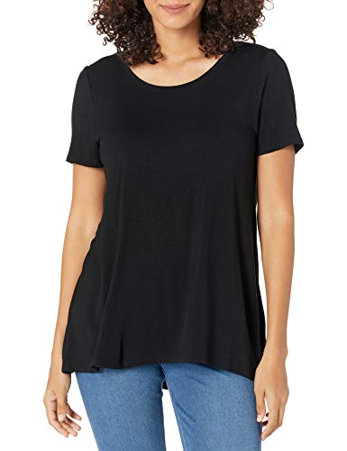 Amazon Essentials - Camiseta de manga corta holgada con cuello redondo para mujer, Negro, US L (EU L - XL)