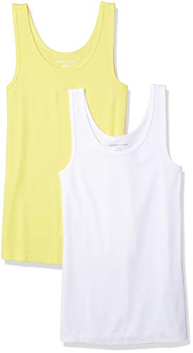 Amazon Essentials – Camiseta de tirantes de corte entallado para hombre (2 unidades), Amarillo (Yellow/White), US S (EU S - M)