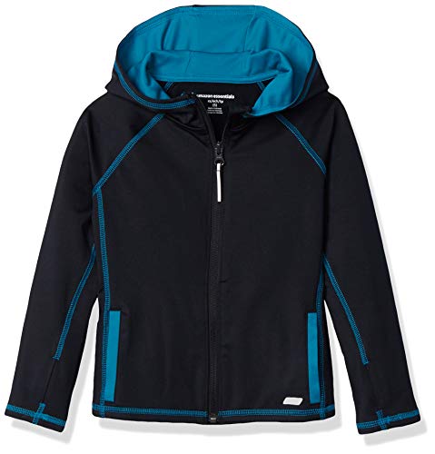 Amazon Essentials - Chaqueta deportiva con cremallera completa para niña, Negro, US XS (EU 104-110 CM)