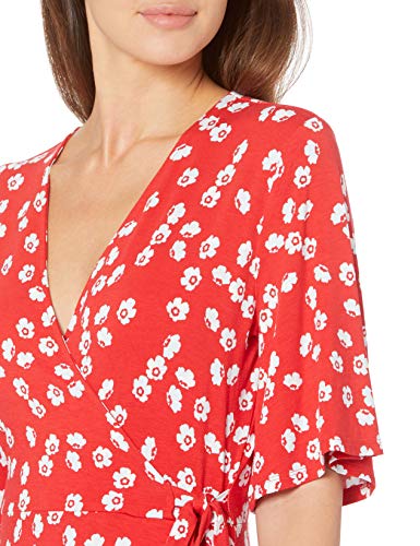 Amazon Essentials Kimono Vestido Envolvente de Manga Dresses, Amapola roja, L
