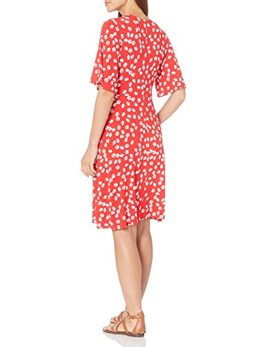 Amazon Essentials Kimono Vestido Envolvente de Manga Dresses, Amapola roja, XXL