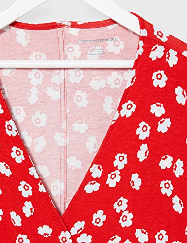 Amazon Essentials Kimono Vestido Envolvente de Manga Dresses, Amapola roja, XXL